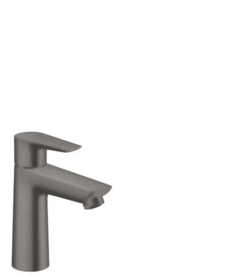 Einhebel-Waschtischmischer in brushed black chrome von Hansgrohe mit einem modernen Design und einer Zugstangen-Ablaufgarnitur.